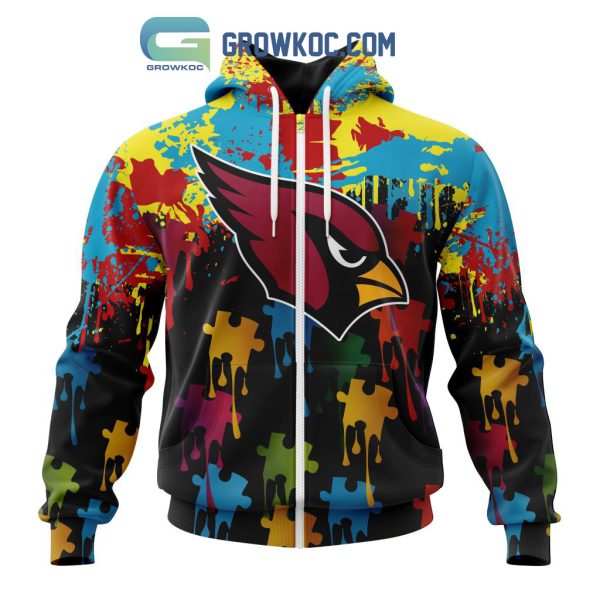 Arizona Cardinals Personalized Autism Awareness Puzzle Painting Hoodie Shirts