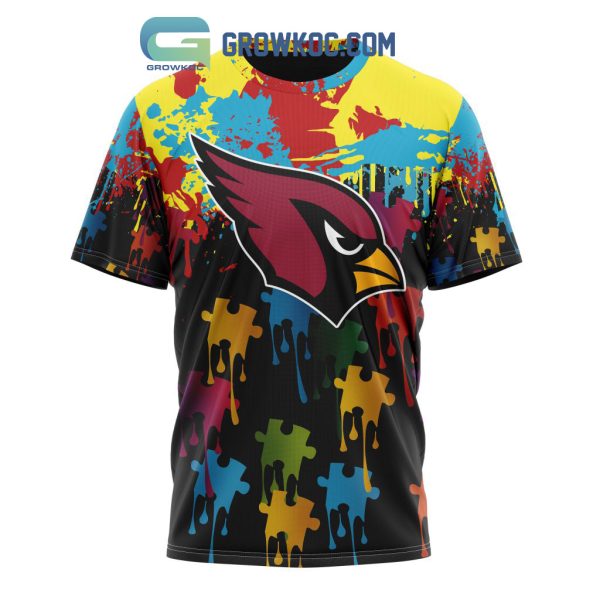 Arizona Cardinals Personalized Autism Awareness Puzzle Painting Hoodie Shirts