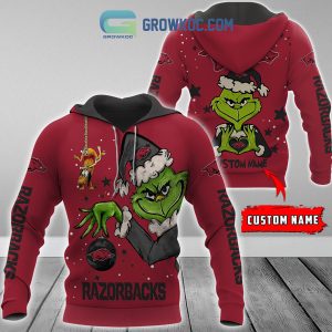 Arkansas Razorbacks Grinch Christmas Personalized NCAA Hoodie Shirts