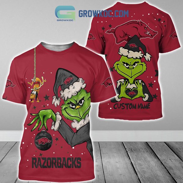 Arkansas Razorbacks Grinch Christmas Personalized NCAA Hoodie Shirts