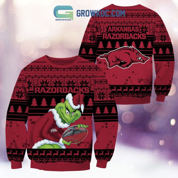 Arkansas Razorbacks Grinch NCAA Christmas Ugly Sweater