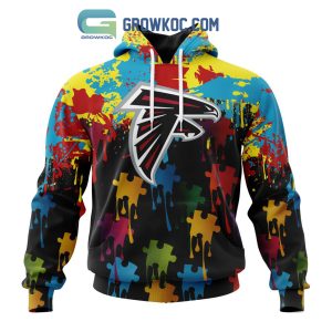 Atlanta Falcons Personalized Autism Awareness Puzzle Painting Hoodie Shirts
