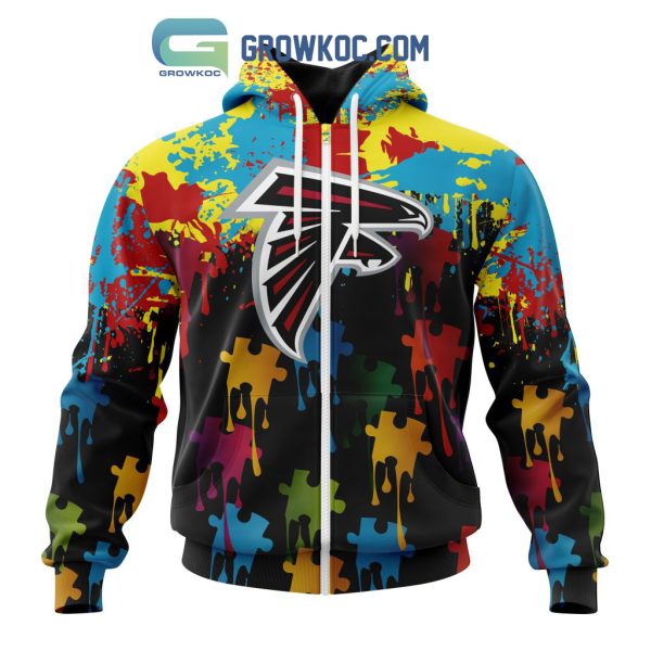 Atlanta Falcons Personalized Autism Awareness Puzzle Painting Hoodie Shirts