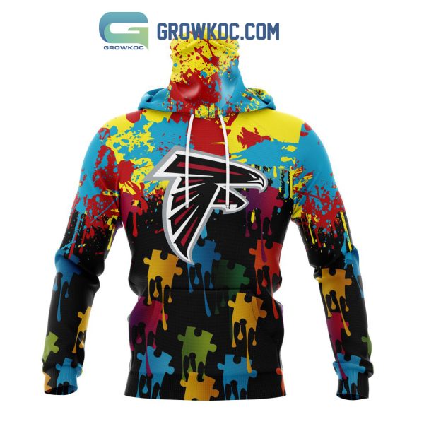 Atlanta Falcons Personalized Autism Awareness Puzzle Painting Hoodie Shirts