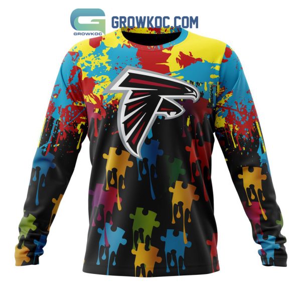 Atlanta Falcons Personalized Autism Awareness Puzzle Painting Hoodie Shirts