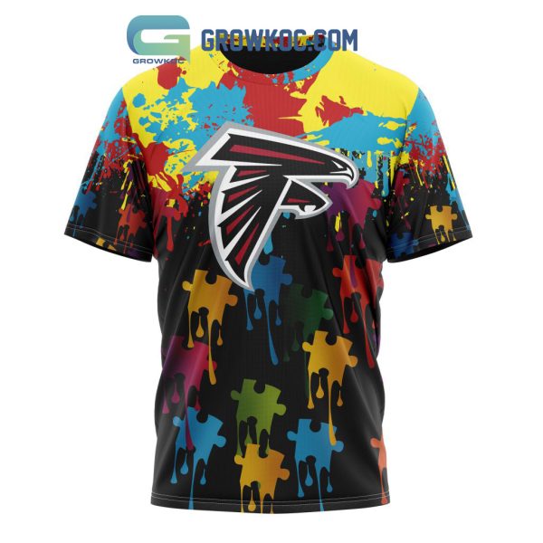 Atlanta Falcons Personalized Autism Awareness Puzzle Painting Hoodie Shirts