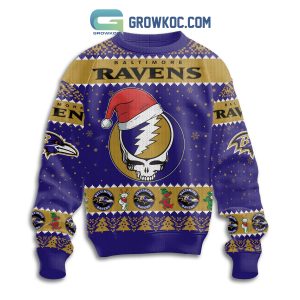 Baltimore Ravens Grateful Dead Personalized Christmas Ugly Sweater