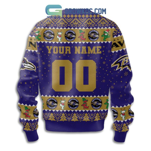 Baltimore Ravens Grateful Dead Personalized Christmas Ugly Sweater