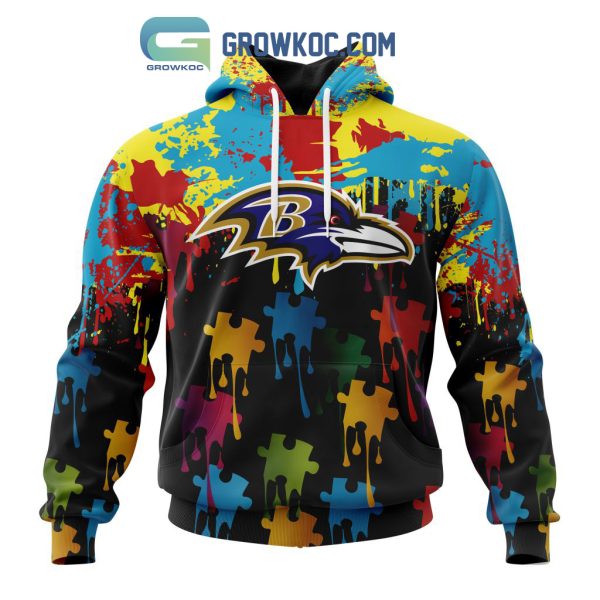 Baltimore Ravens Personalized Autism Awareness Puzzle Painting Hoodie Shirts