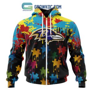 Baltimore Ravens Personalized Autism Awareness Puzzle Painting Hoodie Shirts