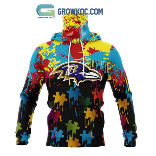 Baltimore Ravens Personalized Autism Awareness Puzzle Painting Hoodie Shirts