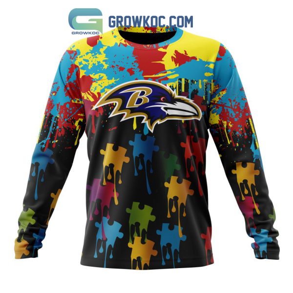 Baltimore Ravens Personalized Autism Awareness Puzzle Painting Hoodie Shirts