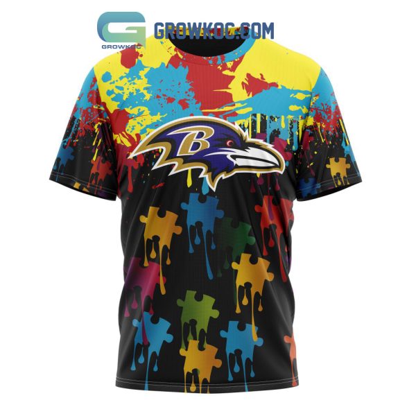 Baltimore Ravens Personalized Autism Awareness Puzzle Painting Hoodie Shirts