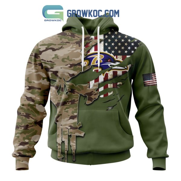 Baltimore Ravens Personalized Veterans Camo Hoodie Shirt