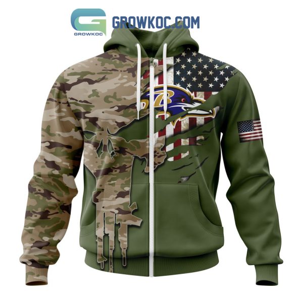 Baltimore Ravens Personalized Veterans Camo Hoodie Shirt