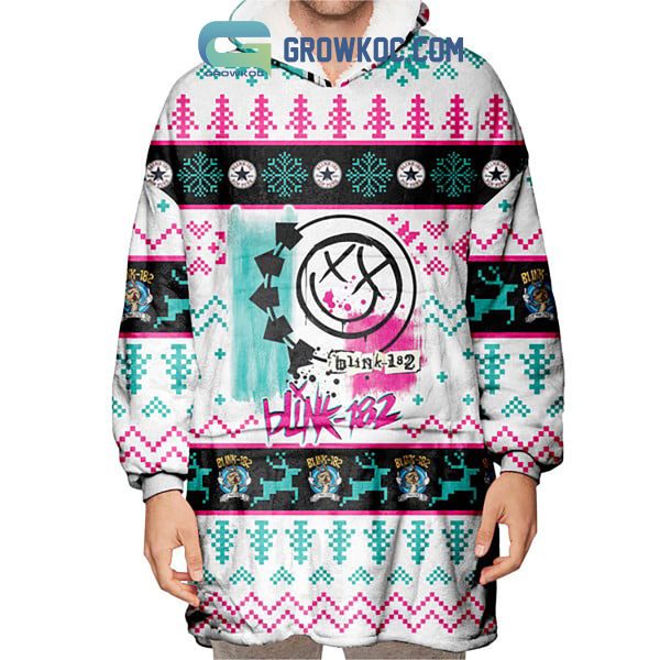 Blink 182 Pop Punk Happy Holiday Christmas Oodie Hoodie Blanket