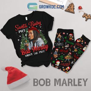 Bob Marley Under The Tree Santa Baby Christmas Fleece Pajamas Set