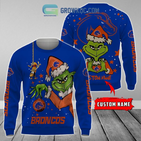 Boise State Broncos Grinch Christmas Personalized NCAA Hoodie Shirts