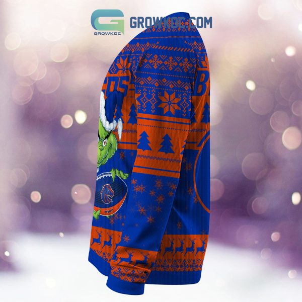Boise State Broncos Grinch NCAA Christmas Ugly Sweater