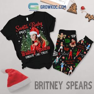Britney Spears Santa Can You Hear Me Christmas Fleece Pajamas Set