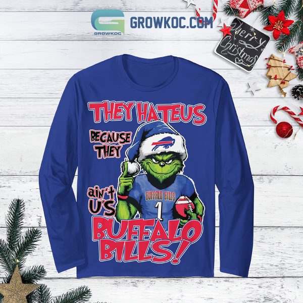 Buffalo Bills Grinch They Hate Us Christmas Fleece Pajamas Set Long Sleeve