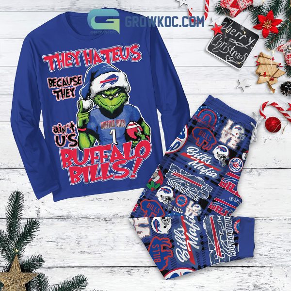 Buffalo Bills Grinch They Hate Us Christmas Fleece Pajamas Set Long Sleeve