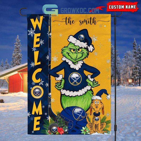 Buffalo Sabres Grinch Christmas Personalized House Garden Flag Canvas