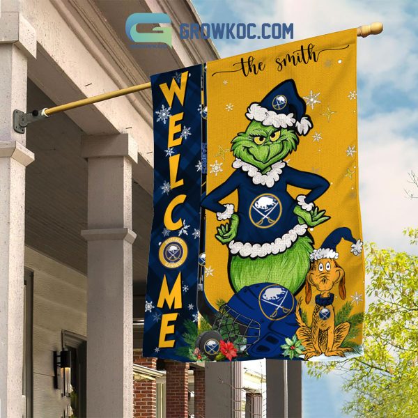 Buffalo Sabres Grinch Christmas Personalized House Garden Flag Canvas