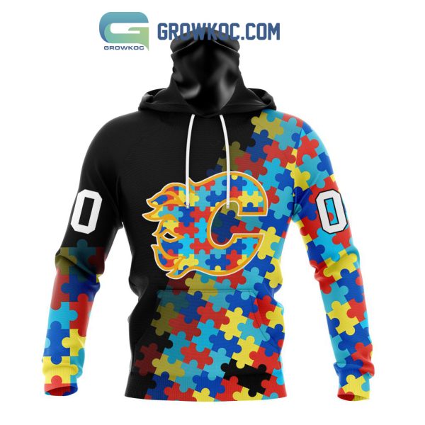 Calgary Flames Puzzle Design Autism Awareness Personalized Hoodie Shirts