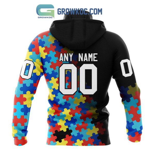 Calgary Flames Puzzle Design Autism Awareness Personalized Hoodie Shirts