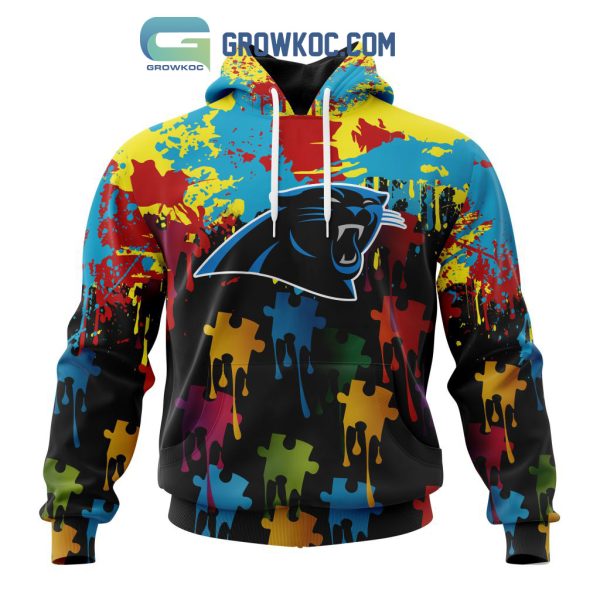 Carolina Panthers Personalized Autism Awareness Puzzle Painting Hoodie Shirts