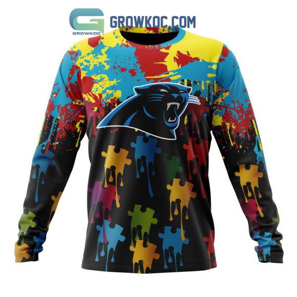 Carolina Panthers Personalized Autism Awareness Puzzle Painting Hoodie Shirts