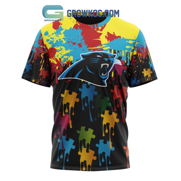 Carolina Panthers Personalized Autism Awareness Puzzle Painting Hoodie Shirts