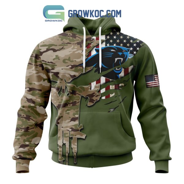 Carolina Panthers Personalized Veterans Camo Hoodie Shirt