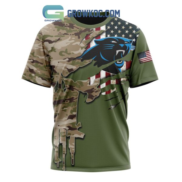 Carolina Panthers Personalized Veterans Camo Hoodie Shirt