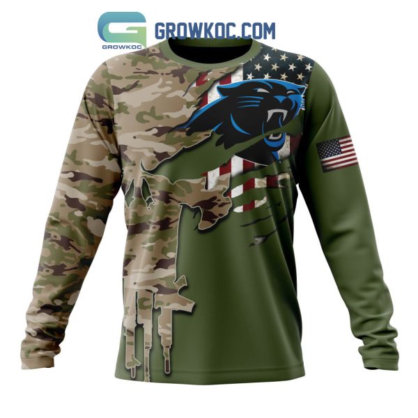 Carolina Panthers Personalized Veterans Camo Hoodie Shirt