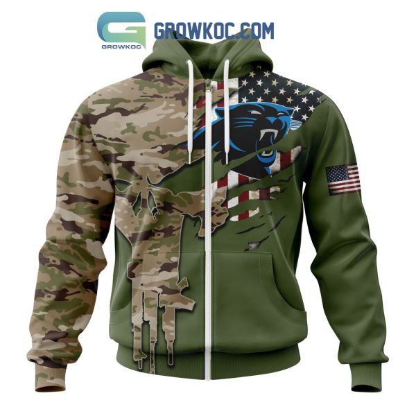 Carolina Panthers Personalized Veterans Camo Hoodie Shirt