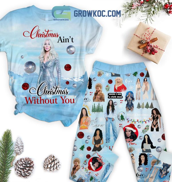 Cher Angels And Snow Christmas Fleece Pajamas Set