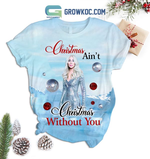 Cher Angels And Snow Christmas Fleece Pajamas Set