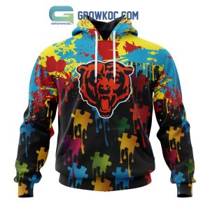 Chicago Bears Personalized Autism Awareness Puzzle Painting Hoodie Shirts