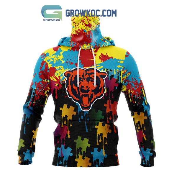 Chicago Bears Personalized Autism Awareness Puzzle Painting Hoodie Shirts