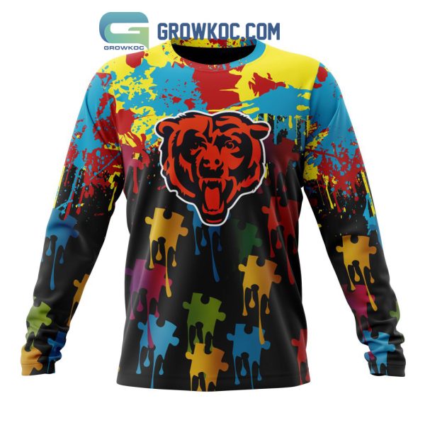 Chicago Bears Personalized Autism Awareness Puzzle Painting Hoodie Shirts