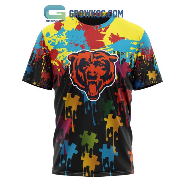 Chicago Bears Personalized Autism Awareness Puzzle Painting Hoodie Shirts