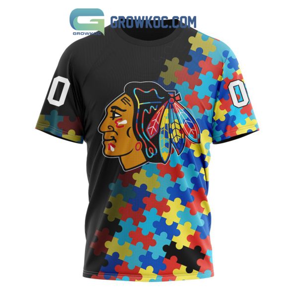 Chicago Blackhawks Puzzle Design Autism Awareness Personalized Hoodie Shirts