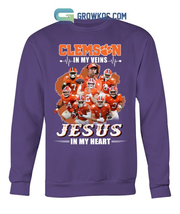 Clemson Tigers In My Veins Jesus In My Heart T-Shirt
