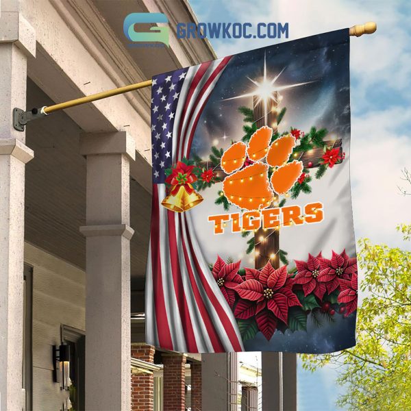 Clemson Tigers NCAA Jesus Christmas House Garden Flags