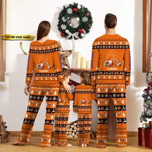 Clemson Tigers NCAA Team Christmas Personalized Long Sleeve Pajamas Set