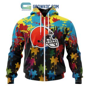 Cleveland Browns Personalized Autism Awareness Puzzle Painting Hoodie Shirts