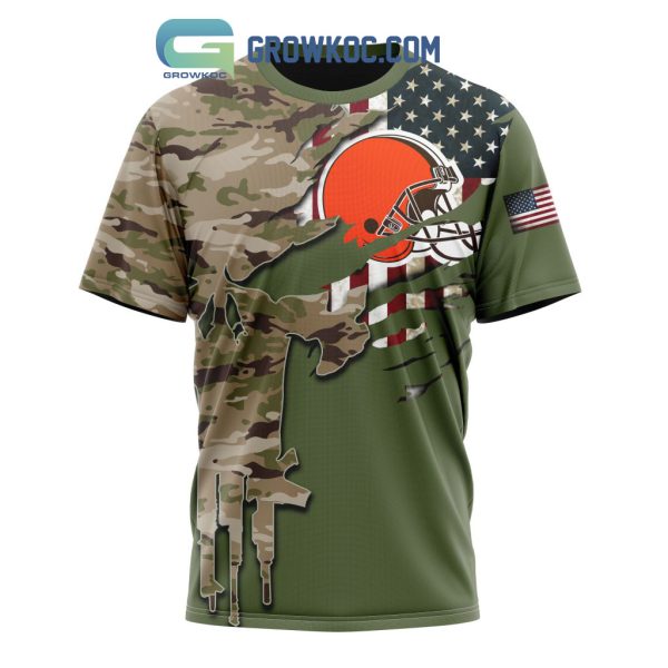 Cleveland Browns Personalized Veterans Camo Hoodie Shirt