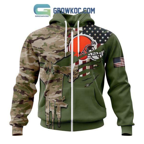 Cleveland Browns Personalized Veterans Camo Hoodie Shirt